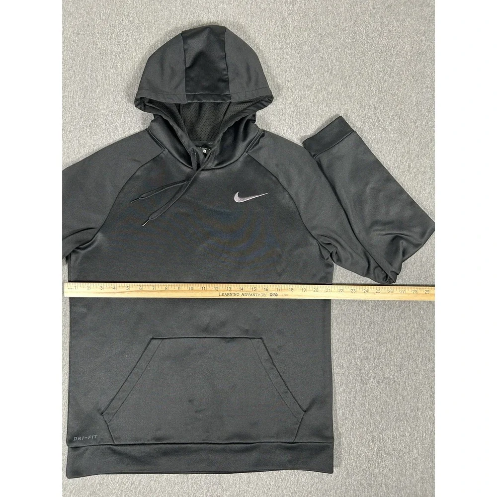 Nike Dri-Fit Mens Black Pullover Hoodie Athletic Drawstring Casual‎ Wear M